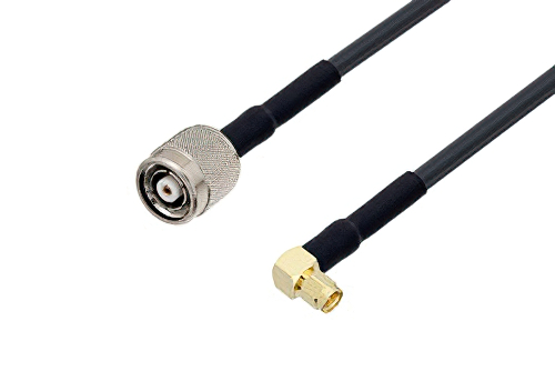 Reverse Polarity TNC Male to SMA Male Right Angle Cable 100 cm Length Using LMR-240 Coax with HeatShrink