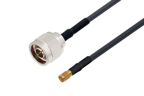N Male to SMA Male Cable Using LMR-240-UF Coax with HeatShrink