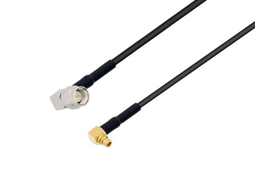 SMA Male Right Angle to MMCX Plug Right Angle Low Loss Cable Using PE-C100-LSZH Coax with HeatShrink