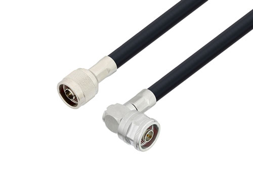 N Male to N Male Right Angle Low Loss Cable Using LMR-400-UF Coax