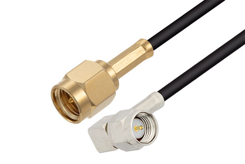 SMA Male to SMA Male Right Angle Cable Using RG174 Coax