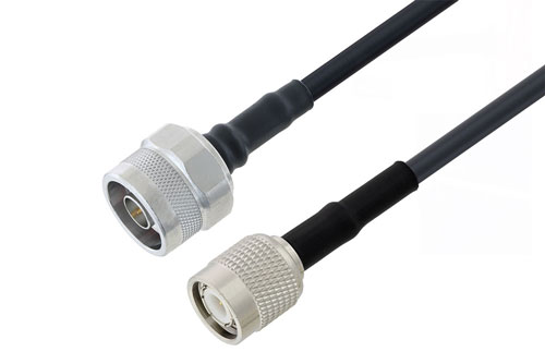 TNC Male to N Male Low Loss Cable 24 Inch Length Using LMR-200 Coax with HeatShrink, LF Solder