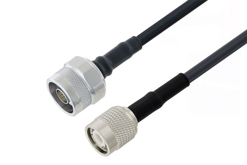 TNC Male to N Male Low Loss Cable Using LMR-200 Coax with HeatShrink, LF Solder