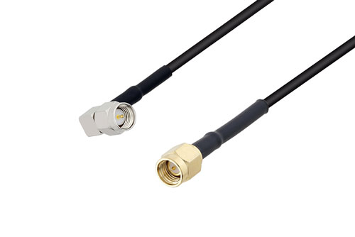 SMA Male to SMA Male Right Angle Low Loss Cable Using LMR-100 Coax with HeatShrink