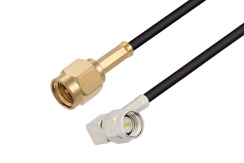 SMA Male to SMA Male Right Angle Low Loss Cable Using LMR-100 Coax
