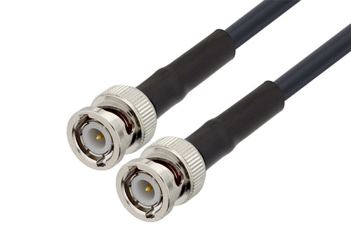 BNC Male to BNC Male Low Loss Cable 48 Inch Length Using LMR-240-DB Coax with HeatShrink, LF Solder