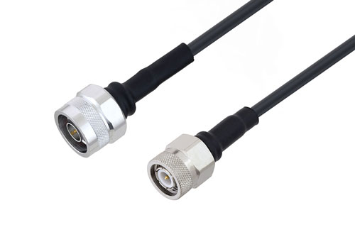 N Male to TNC Male Cable 48 Inch Length Using LMR-195 Coax with HeatShrink, LF Solder