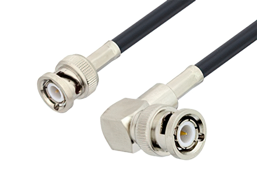 BNC Male to BNC Male Right Angle Cable 24 Inch Length Using LMR-195 Coax