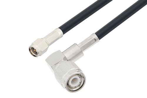 SMA Male to TNC Male Right Angle Low Loss Cable Using LMR-195 Coax , LF Solder