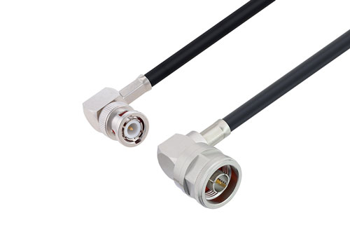 N Male Right Angle to BNC Male Right Angle Low Loss Cable Using LMR-240 Coax