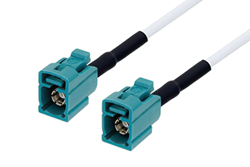 Water Blue FAKRA Jack to FAKRA Jack Cable 100 cm Length Using RG188 Coax with HeatShrink