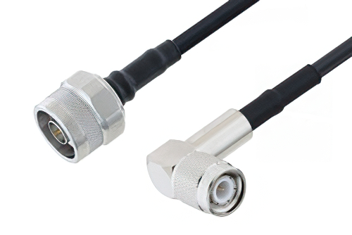 N Male to TNC Male Right Angle Low Loss Cable 12 Inch Length Using LMR-200 Coax