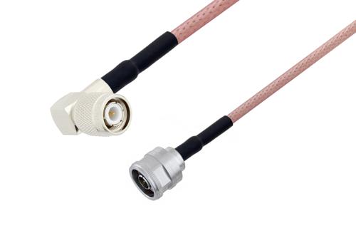 TNC Male Right Angle to N Male Cable Using RG142 Coax with HeatShrink
