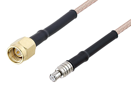 SMA Male to MCX Plug Cable 100 cm Length Using RG316 Coax with HeatShrink, LF Solder
