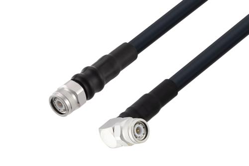 TNC Male to TNC Male Right Angle Low Loss Cable Using LMR-400 Coax with HeatShrink, LF Solder