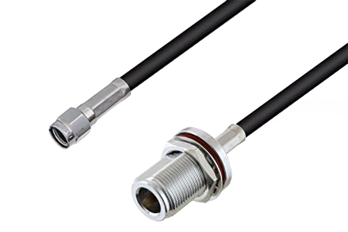 Reverse Polarity SMA Male to N Female Bulkhead Cable 100 cm Length Using RG58 Coax