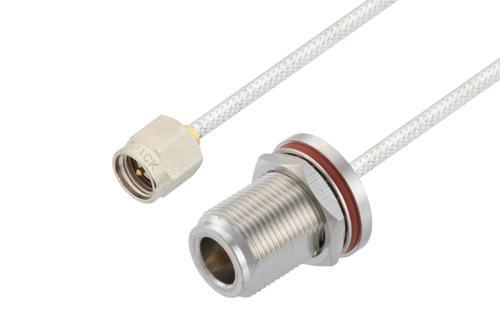 SMA Male to N Female Bulkhead Cable Using PE-SR405FL Coax
