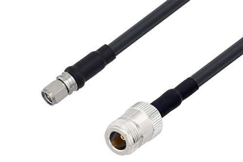 SMA Male to N Female Cable 100 cm Length Using LMR-240-UF Coax with HeatShrink