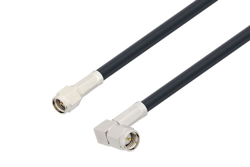 Fire Rated SMA Male to SMA Male Right Angle Low Loss Cable Using LMR-195-FR Coax