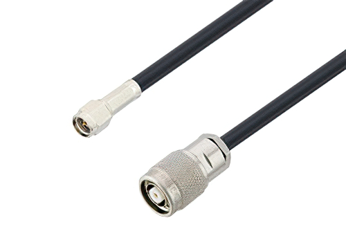 SMA Male to Reverse Polarity TNC Male Cable 100 CM Length Using LMR-195-FR Coax , LF Solder