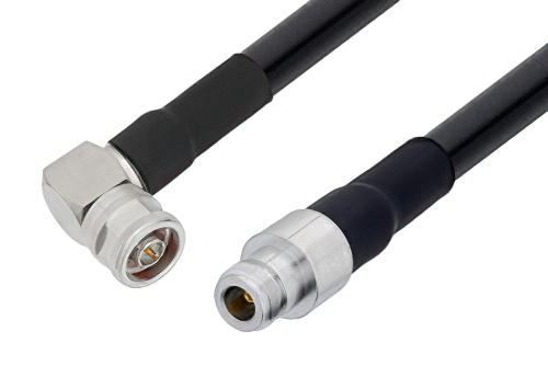 N Male Right Angle to N Female Cable 24 Inch Length Using LMR-600 Coax with HeatShrink