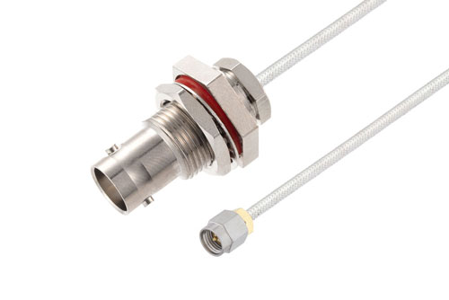 BNC Female Bulkhead to SMA Male Cable Using PE-SR402FL Coax