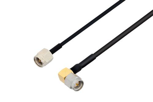 SMA Male to SMA Male Right Angle Cable Using PE-SR405FLJ Coax with HeatShrink