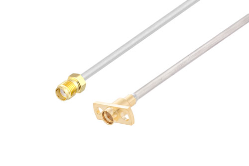SMA Female to Limited Detent SMP Male 2 Hole Flange Cable Using PE-SR405AL Coax