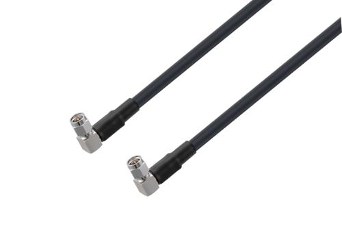 SMA Male Right Angle to SMA Male Right Angle Low Loss Cable Using LMR-240-UF Coax with 180 Deg. Clock