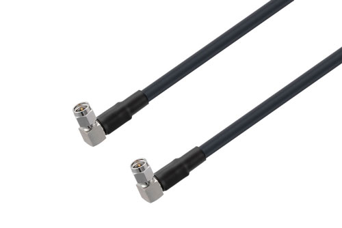 SMA Male Right Angle to SMA Male Right Angle Low Loss Cable Using LMR-240-UF Coax With Times Microwave Components