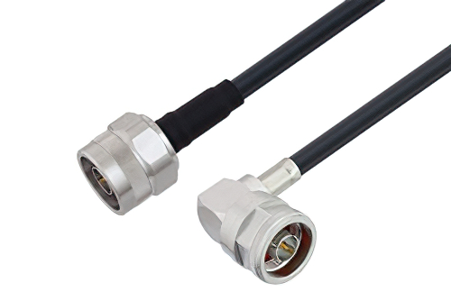 N Male to N Male Right Angle Cable 100 CM Length Using LMR-240 Coax , LF Solder