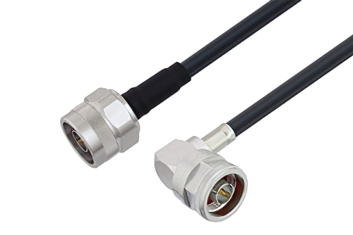 N Male to N Male Right Angle Cable 60 Inch Length Using LMR-240 Coax , LF Solder