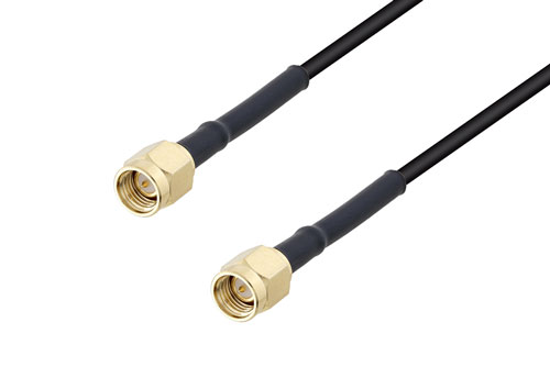 SMA Male to SMA Male Low Loss Cable Using LMR-100 Coax with HeatShrink, LF Solder