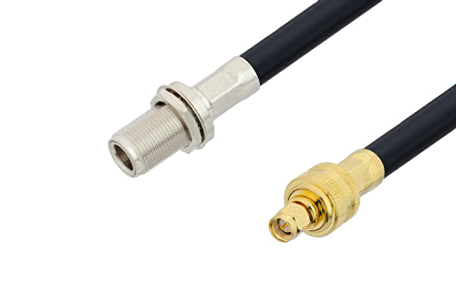 N Female Bulkhead to SMA Male Low Loss Cable 36 Inch Length Using LMR-400 Coax , LF Solder