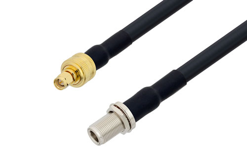 SMA Male to N Female Bulkhead Low Loss Cable Using LMR-400 Coax with HeatShrink, LF Solder