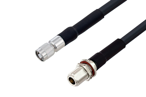 Reverse Polarity TNC Male to N Female Bulkhead Cable Using LMR-400 Coax with HeatShrink
