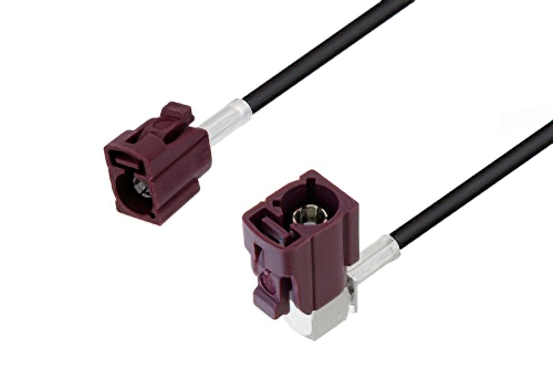 Bordeaux FAKRA Jack to FAKRA Jack Right Angle Cable 12 Inch Length Using LMR-100 Coax