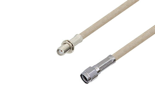SMA Female Bulkhead to Reverse Polarity SMA Male Cable 48 Inch Length Using RG141 Coax