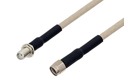 SMA Female Bulkhead to Reverse Polarity SMA Male Cable Using RG141 Coax