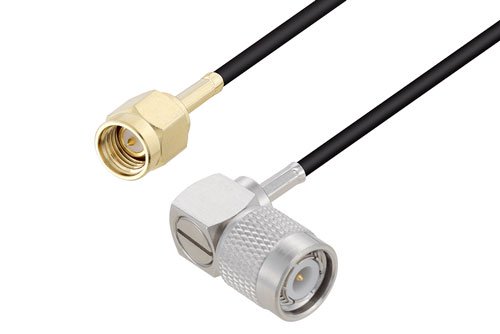 SMA Male to TNC Male Right Angle Cable Using RG174 Coax