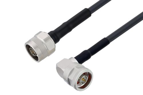 N Male to N Male Right Angle Cable Using LMR-240-UF Coax with HeatShrink