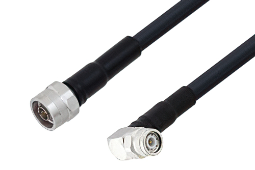 N Male to TNC Male Right Angle Cable 12 Inch Length Using LMR-400 Coax with HeatShrink