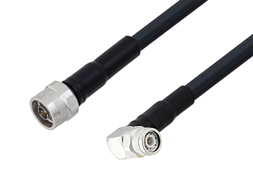 N Male to TNC Male Right Angle Cable 36 Inch Length Using LMR-400 Coax with HeatShrink