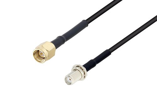 SMA Female Bulkhead to SMA Male Low Loss Cable Using LMR-100 Coax with HeatShrink