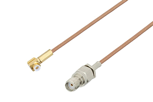 Snap-On MMBX Plug Right Angle to SMA Female Cable 4 Inch Length Using RG178 Coax