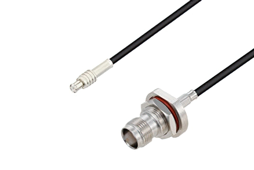 MCX Plug to TNC Female Bulkhead Cable 12 Inch Length Using RG174 Coax