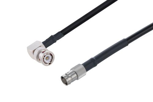 BNC Male Right Angle to BNC Female Low Loss Cable Using LMR-240 Coax with HeatShrink