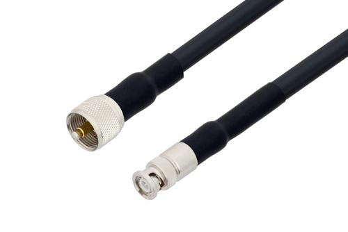 UHF Male to BNC Male Low Loss Cable Using LMR-400-UF Coax with HeatShrink