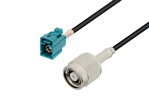 Water Blue FAKRA Jack to Reverse Polarity TNC Male Low Loss Cable 48 Inch Length Using LMR-100 Coax