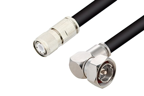 HN Male to 7/16 DIN Male Right Angle Cable 24 Inch Length Using RG217 Coax